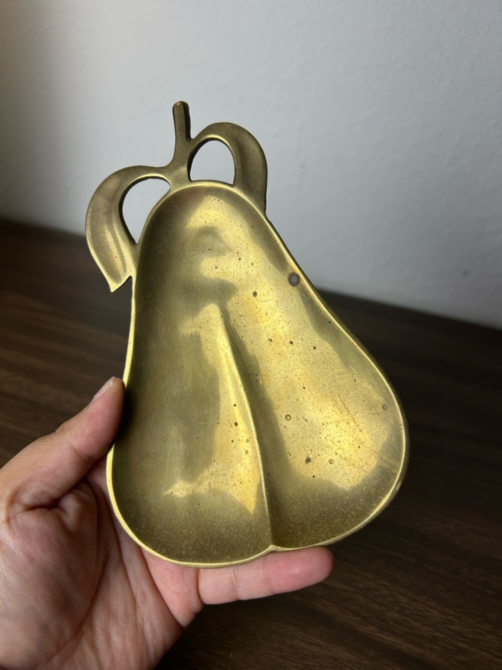 vintage brass pear trinket dish